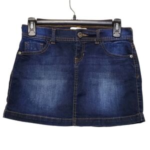 Gef Denim Skirt Womens Size 14 Dark Wash Blue Pockets Mini Skirt